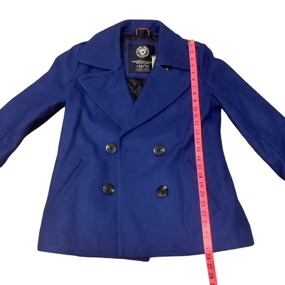 AMERICAN EAGLE BLUE WOOL BLEND DOUBLE BREASTED PEA COAT/ NWT/ Size M - Picture 13 of 15